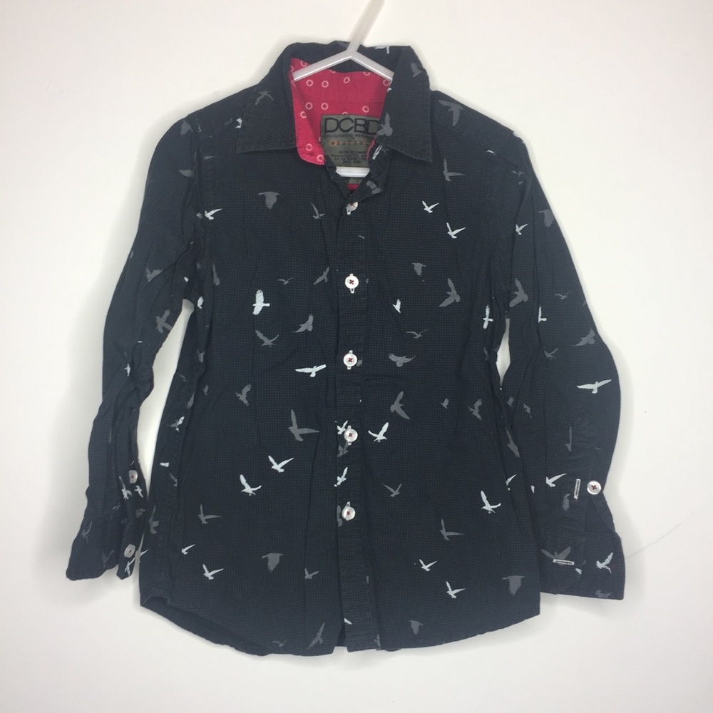 DCBD size 4 Black “birds” dress shirt